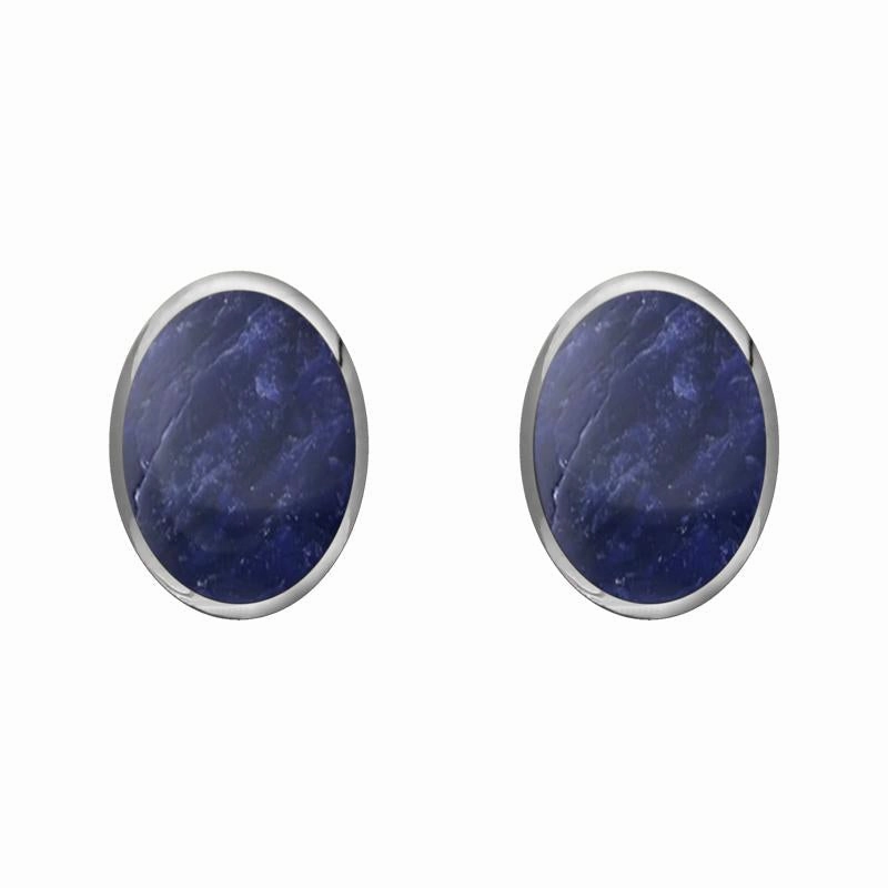 Sterling Silver Sodalite 8 x 6mm Classic Medium Oval Stud Earrings