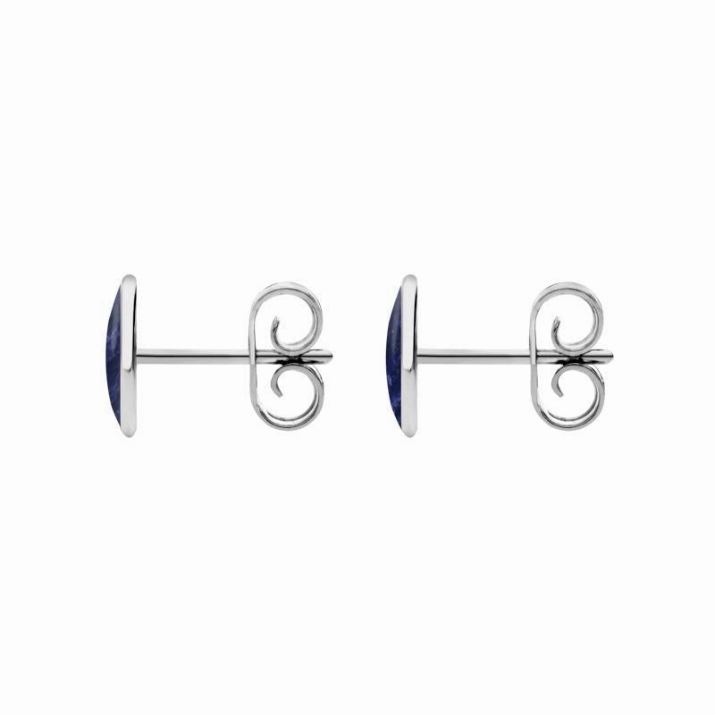 Sterling Silver Sodalite 8 x 6mm Classic Medium Oval Stud Earrings
