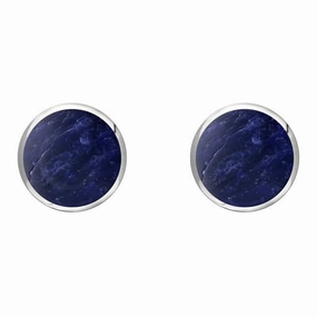 Sterling Silver Sodalite 8mm Classic Large Round Stud Earrings