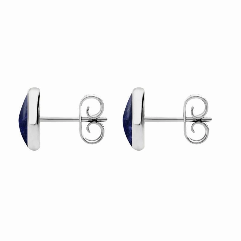 Sterling Silver Sodalite 8mm Classic Large Round Stud Earrings
