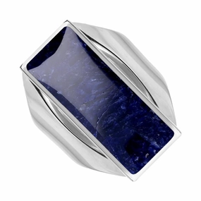 Sterling Silver Sodalite Medium Oblong Ring