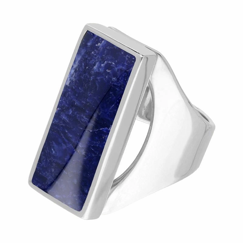 Sterling Silver Sodalite Medium Oblong Ring