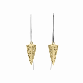 Sterling Silver Sterling Silver and Yellow Gold Plated Monika Long Triangle Teardrop Earrings D