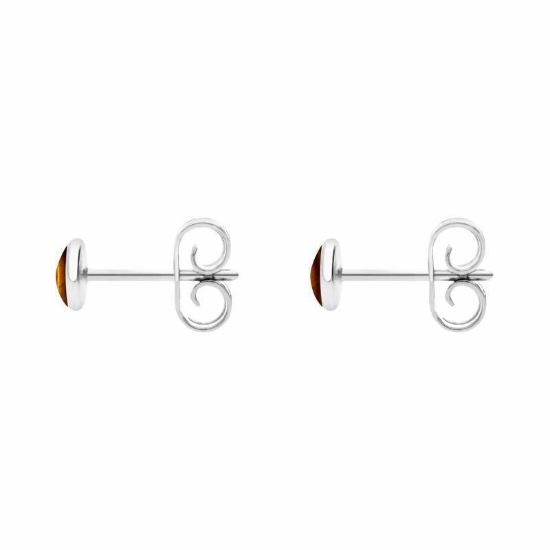 Sterling Silver Tigers Eye 4mm Classic Small Round Stud Earrings