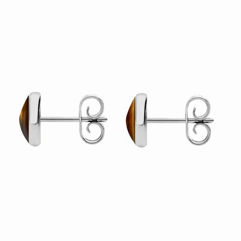 Sterling Silver Tigers Eye 6mm Classic Medium Round Stud Earrings