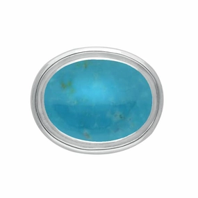 Sterling Silver Turquoise Classic Framed Oval Brooch