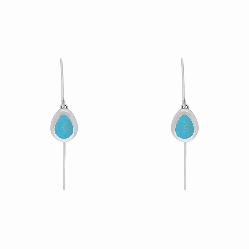 Sterling Silver Turquoise Cross Disc Drop Earrings