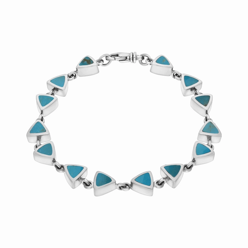Sterling Silver Turquoise Curved Triangle Bracelet