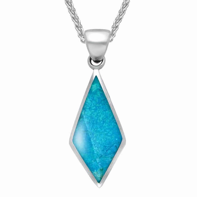 Sterling Silver Turquoise Diamond Shaped Necklace
