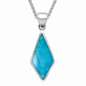 Sterling Silver Turquoise Diamond Shaped Necklace