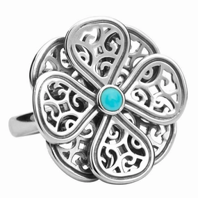 Sterling Silver Turquoise Flore Eight Petal Flower Ring