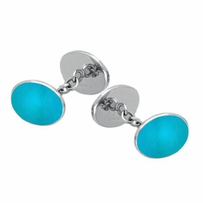 Sterling Silver Turquoise Four Stone Chain Cufflinks