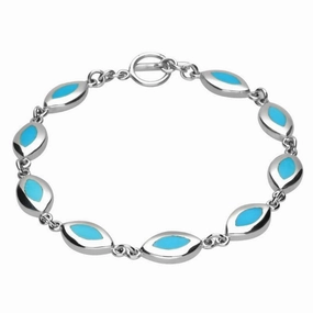 Sterling Silver Turquoise Framed Marquise Bracelet