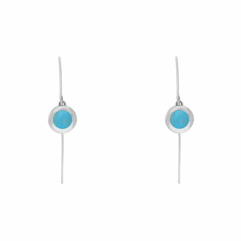 Sterling Silver Turquoise Heart Disc Drop Earrings
