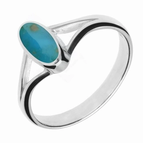 Sterling Silver Turquoise Heritage Oval Split Shoulder Ring