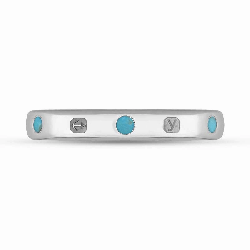 Sterling Silver Turquoise King's Coronation Hallmark 3mm Ring D