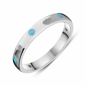Sterling Silver Turquoise King's Coronation Hallmark 3mm Ring D