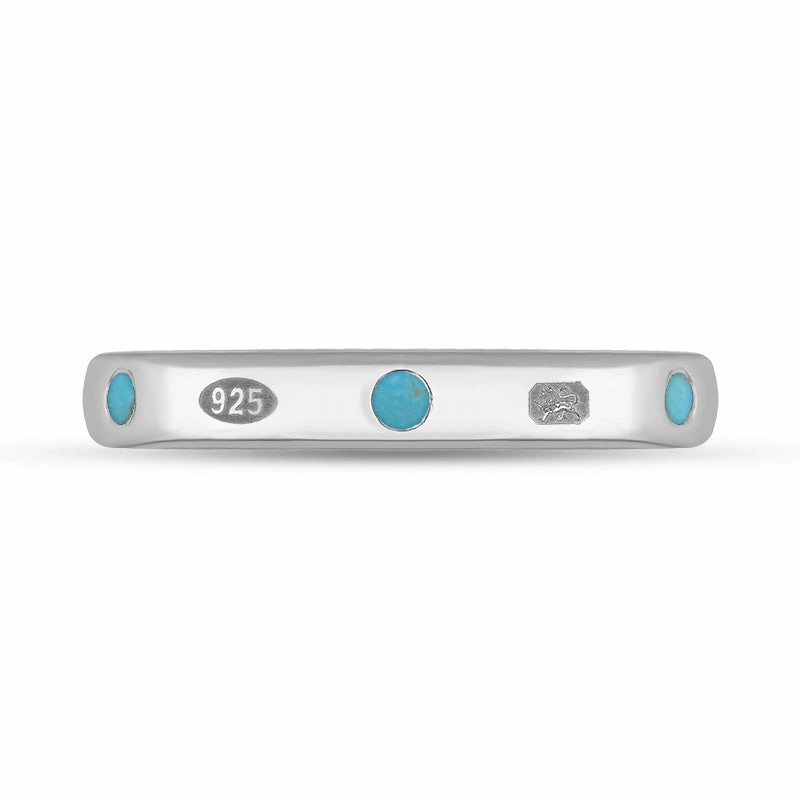 Sterling Silver Turquoise King's Coronation Hallmark 3mm Ring D