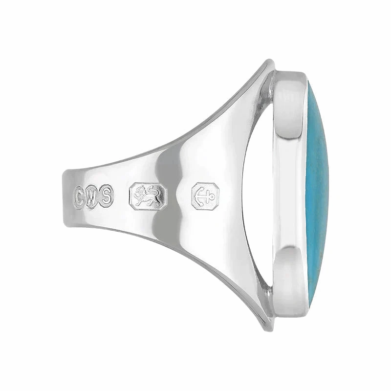 Sterling Silver Turquoise King's Coronation Hallmark Medium Oval Ring D