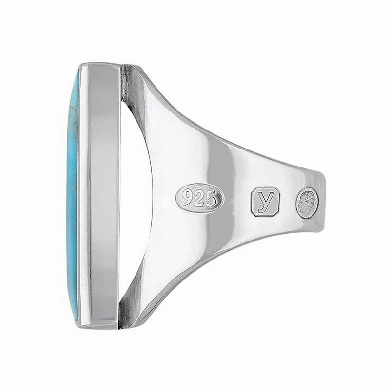 Sterling Silver Turquoise King's Coronation Hallmark Medium Square Ring D