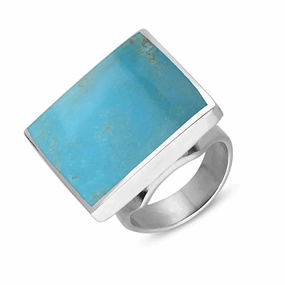 Sterling Silver Turquoise King's Coronation Hallmark Medium Square Ring D