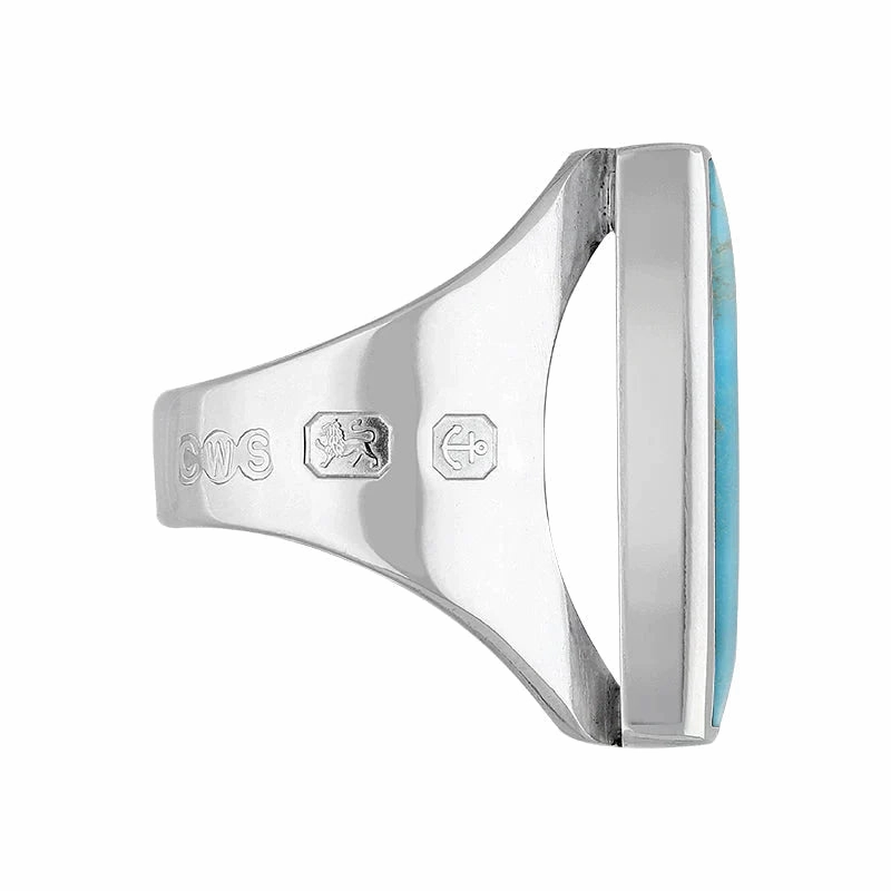 Sterling Silver Turquoise King's Coronation Hallmark Medium Square Ring D