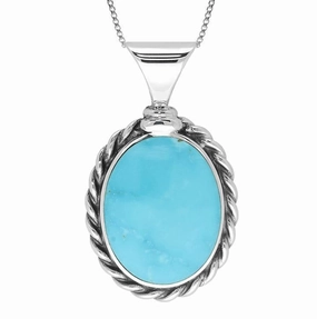 Sterling Silver Turquoise Large Heavy Rope Necklace