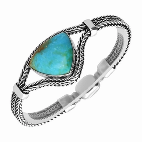 Sterling Silver Turquoise Large Triangle Foxtail Bracelet D