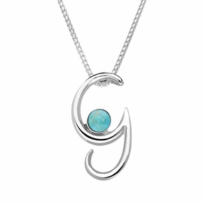 Sterling Silver Turquoise Love Letters Initial G Necklace