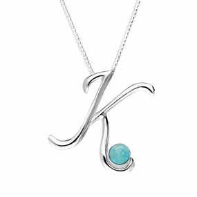 Sterling Silver Turquoise Love Letters Initial K Necklace