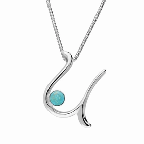 Sterling Silver Turquoise Love Letters Initial U Necklace