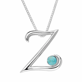 Sterling Silver Turquoise Love Letters Initial Z Necklace