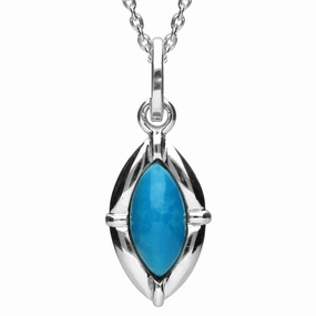 Sterling Silver Turquoise Marquise Shaped Necklace