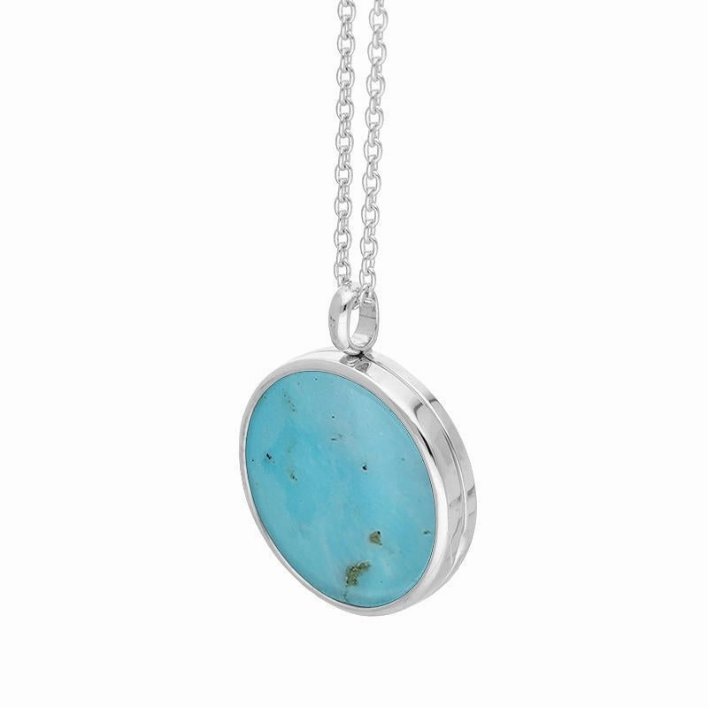 Sterling Silver Turquoise Medium Round Locket
