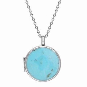 Sterling Silver Turquoise Medium Round Locket