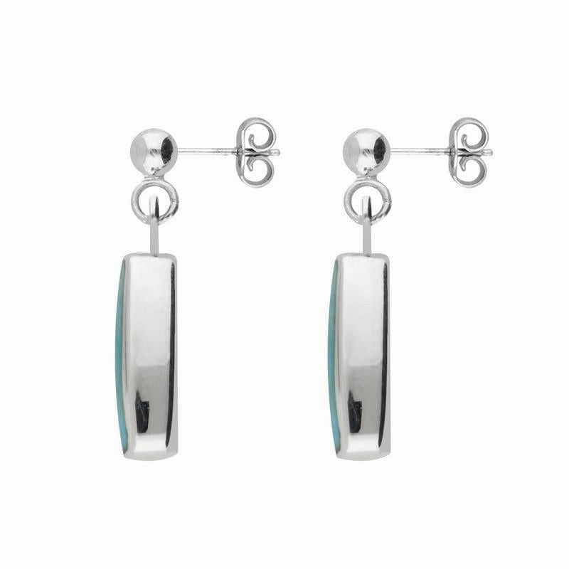 Sterling Silver Turquoise Oblong Drop Earrings