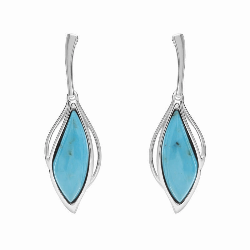 Sterling Silver Turquoise Open Marquise Two Piece Set