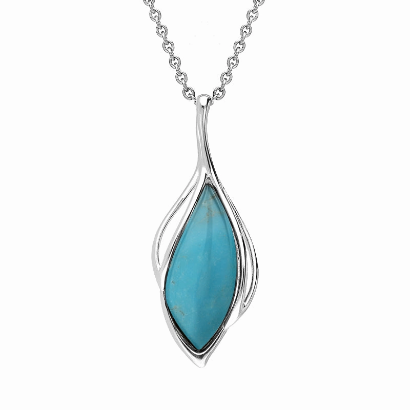 Sterling Silver Turquoise Open Marquise Two Piece Set