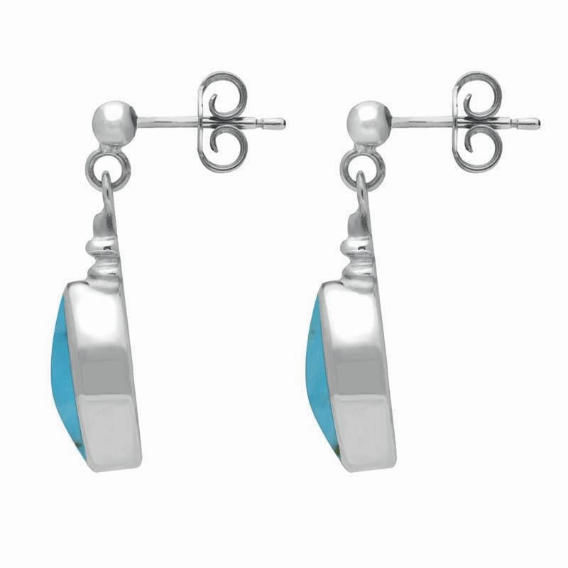 Sterling Silver Turquoise Oval Bottle Top Drop Earrings