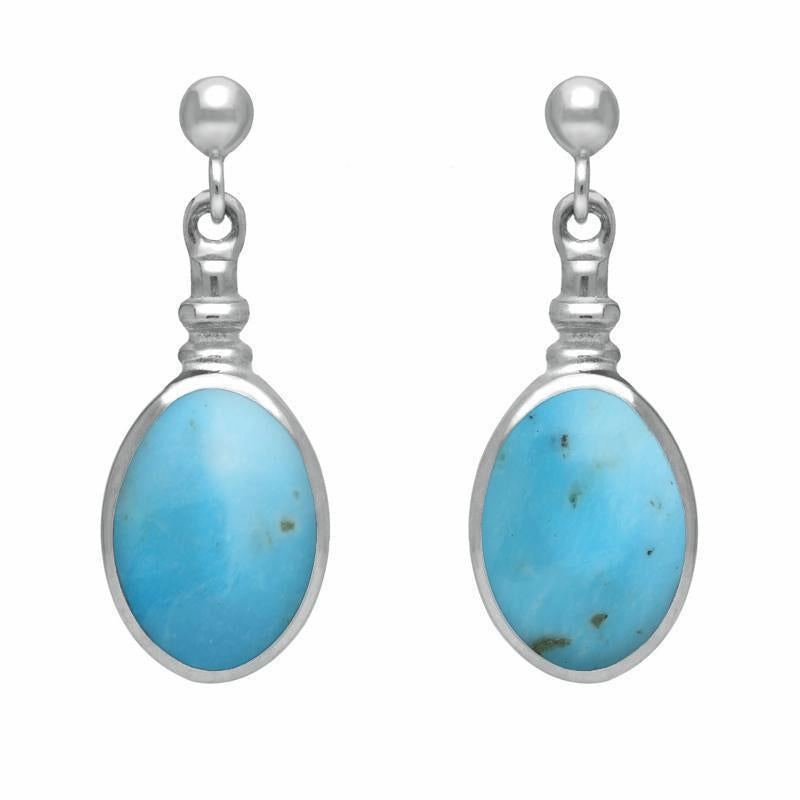 Sterling Silver Turquoise Oval Bottle Top Drop Earrings