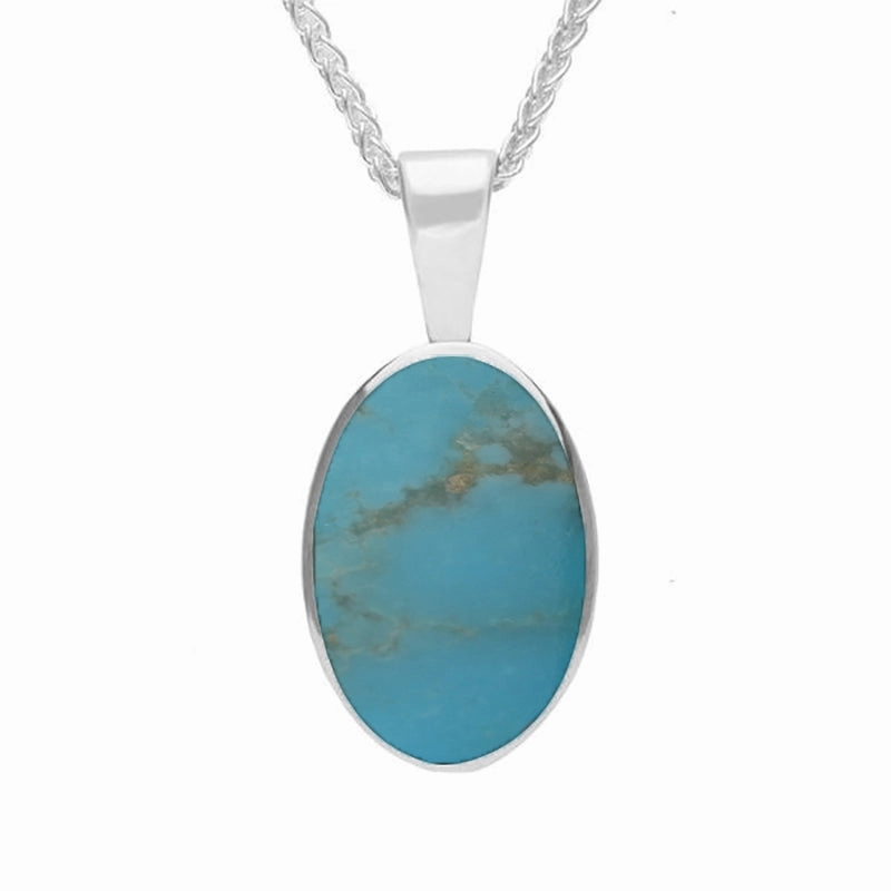 Sterling Silver Turquoise Oval Necklace