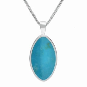 Sterling Silver Turquoise Oval Necklace