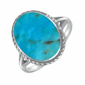 Sterling Silver Turquoise Rope Edge Ring