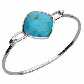 Sterling Silver Turquoise Slim Cushion Bangle