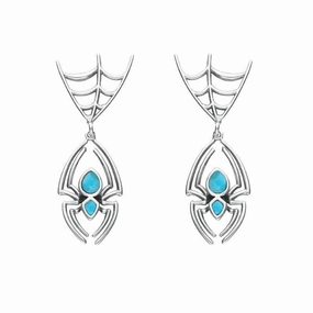 Sterling Silver Turquoise Spider Web Top Earrings