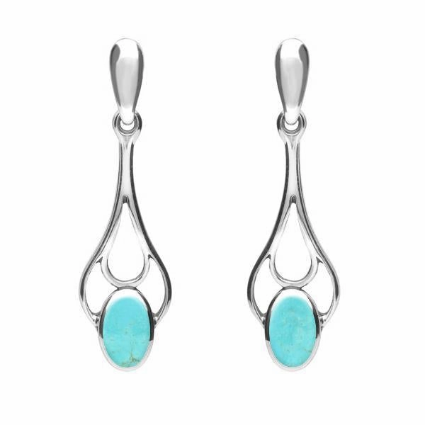 Sterling Silver Turquoise Spoon Drop Earrings