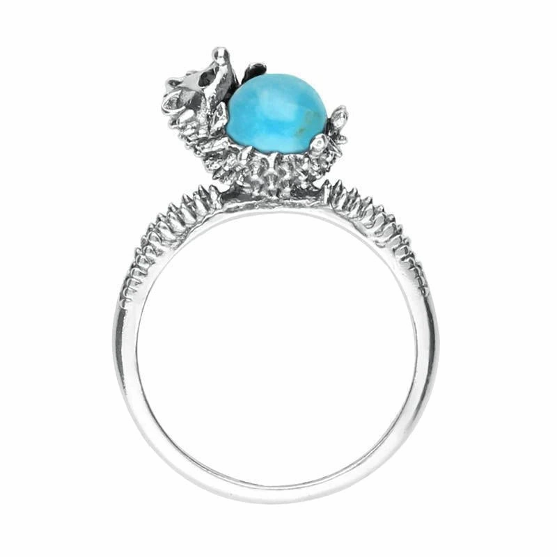 Sterling Silver Turquoise Tiny Hedgehog Ring