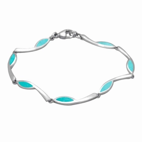 Sterling Silver Turquoise Toscana Marquise Link Bracelet
