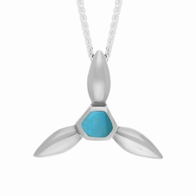 Sterling Silver Turquoise Tri Leaf Necklace D