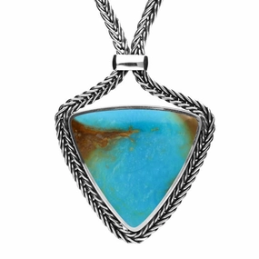 Sterling Silver Turquoise Triangular Foxtail Necklace D
